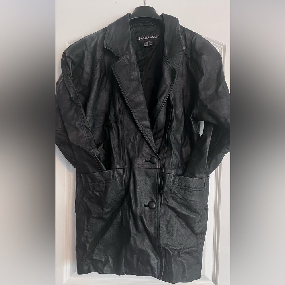 Genuine leather vintage coat